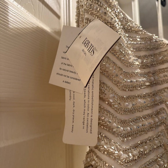 Jewel by David’s Bridal Crystal Chevron Strapless Tulle Wedding Dress - Picture 7 of 11